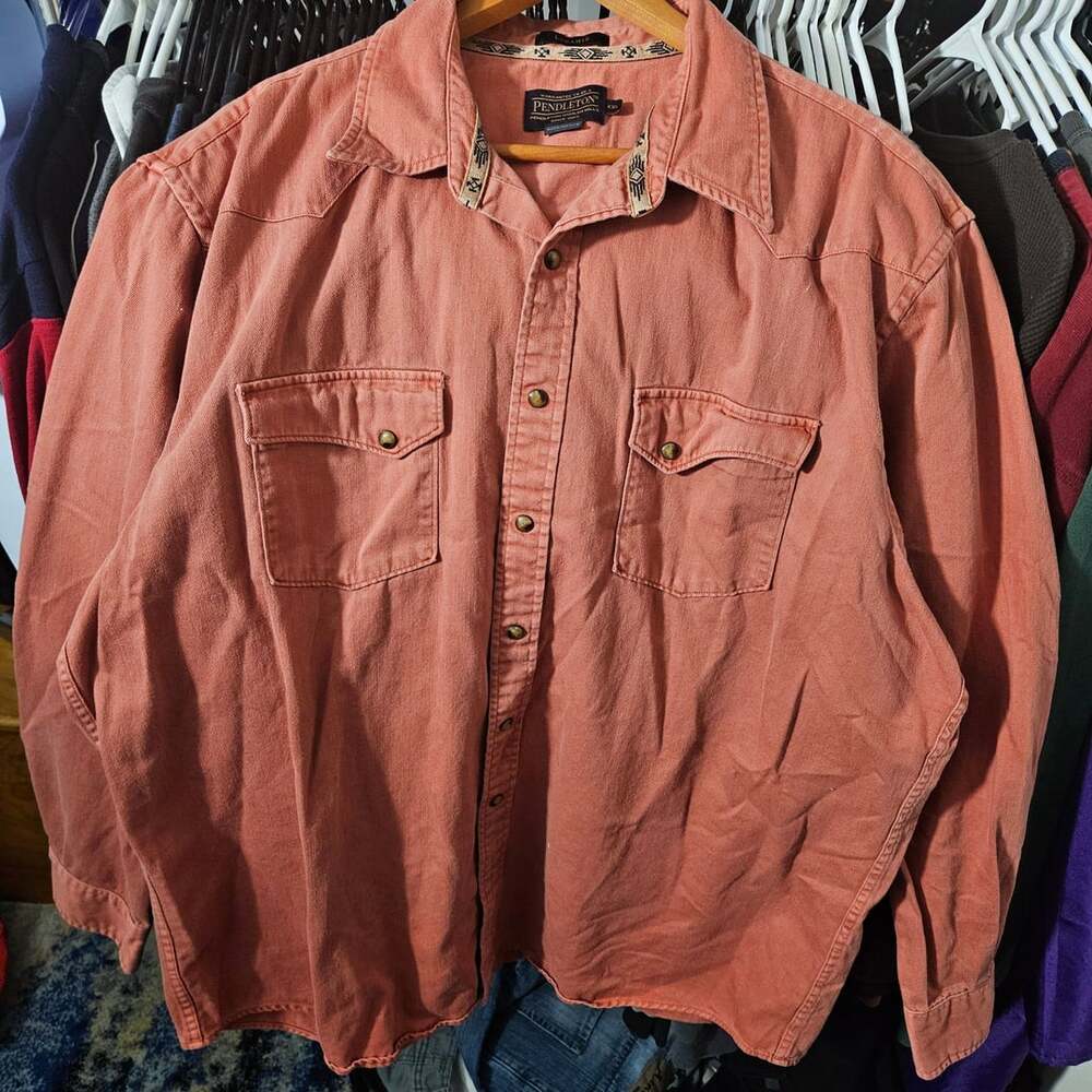Pendleton Laramie Western Shirt Size XXL Salmon Orange Long Sleeve